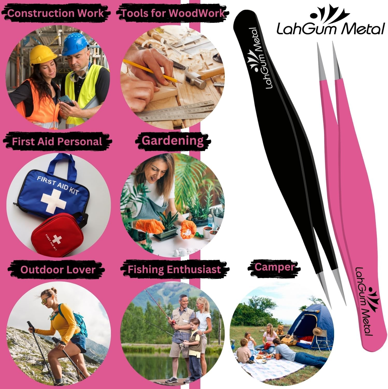 Ultra Fine Sharp Pointed Tweezers Precision, Needle Nose Pointy Tweezers for Ingrown Hair Removal Kit Thin Tweezers Precision Point Tip Eyebrow Tweezers for Women Facial Hair (Black & Pink, 2-Piece) image number 6