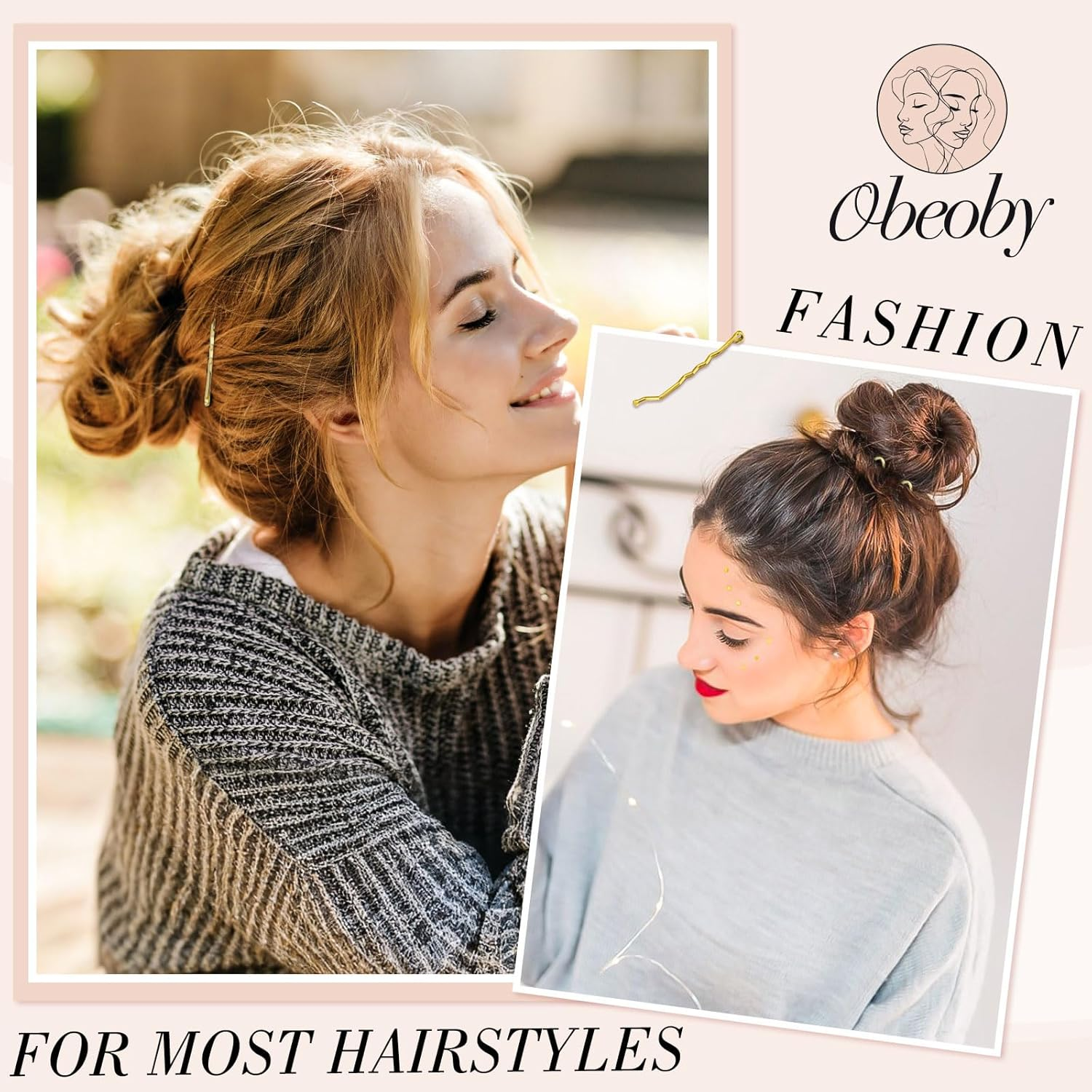 460-Piece Hair Pins and Hair Bobbles Set, 220 Bobby Pins - 2 Sizes and 240 Hair Bobbles with Storage Box for Women Girls Wedding Hairstyles (Gold) image number 6