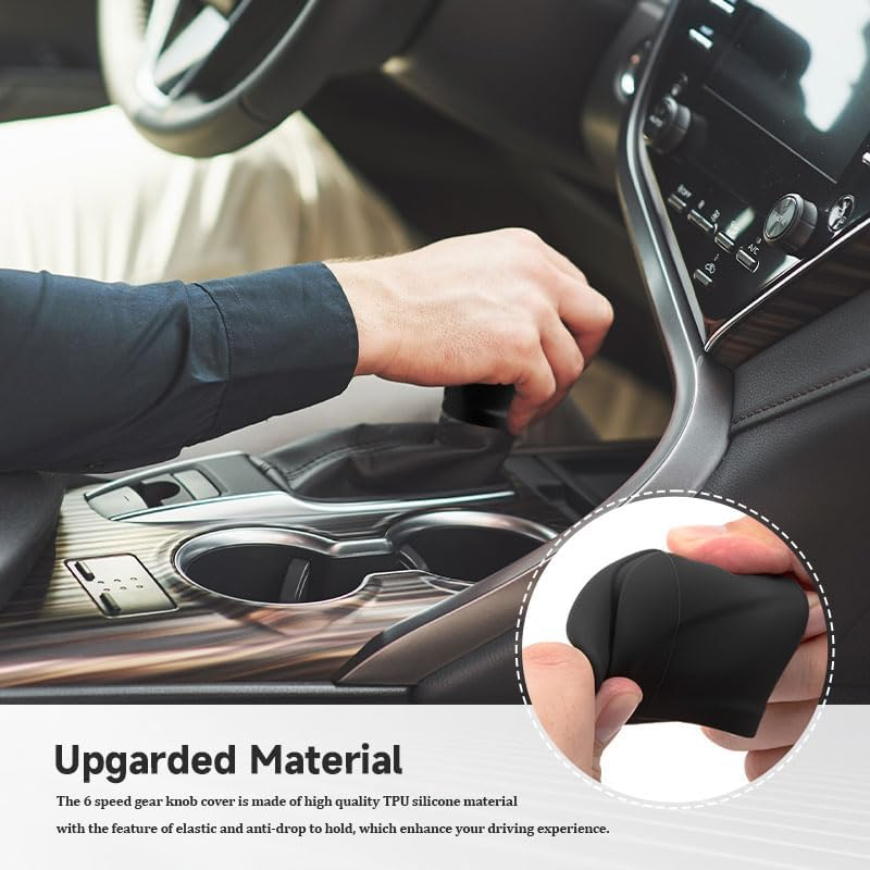 6 Speed Gear Knob Cover, Universal Car Shift Knob Cover with Upgraded Silicone Gear Stick Headl, Fit for Manual and Automatic Gear Stick（Black） image number 2