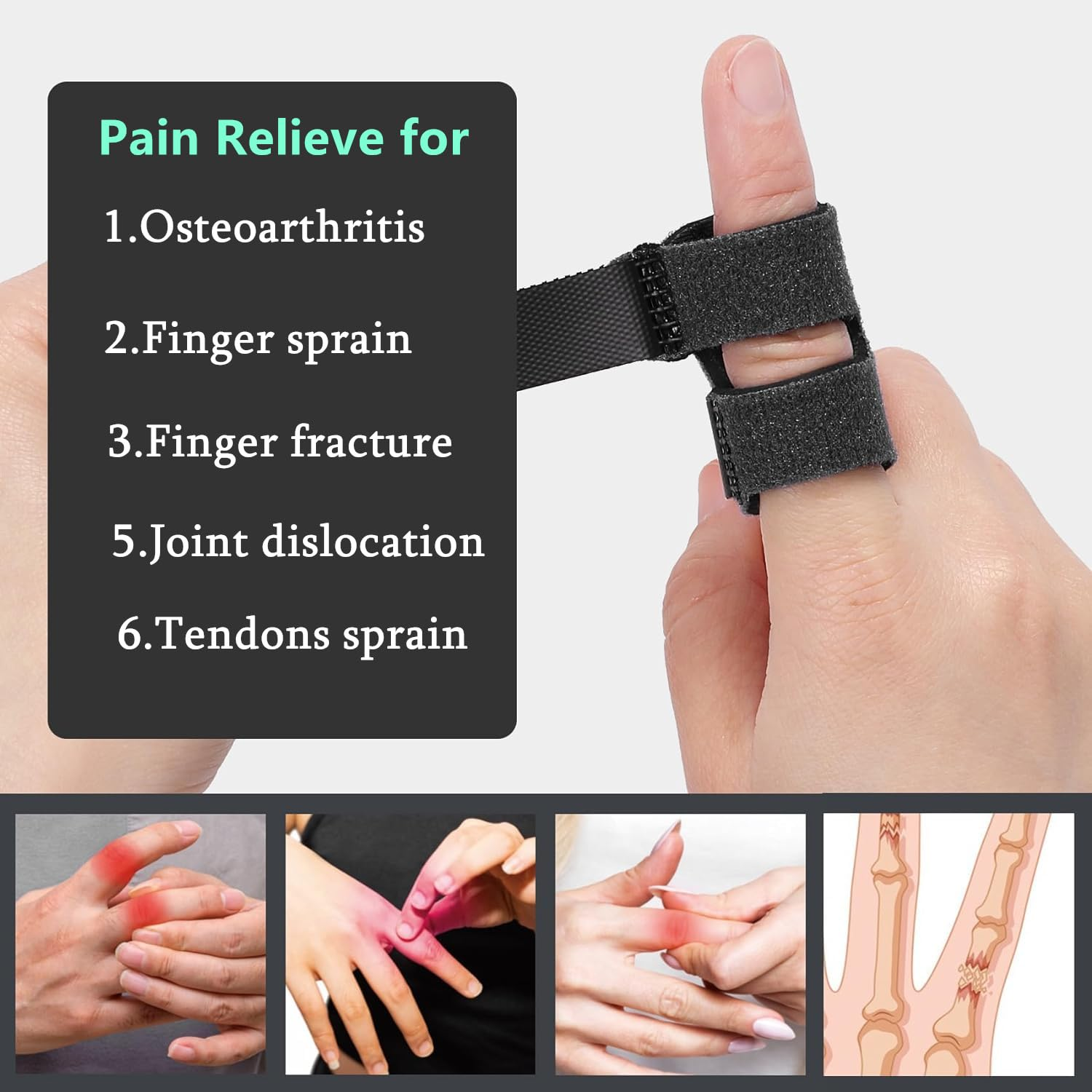 4Pcs Finger Splints, Finger Support Brackets, Finger Splint Broken Finger Stabilizer for Straightening Arthritis Fingers Broken and Strained Arthritis (Black) image number 4