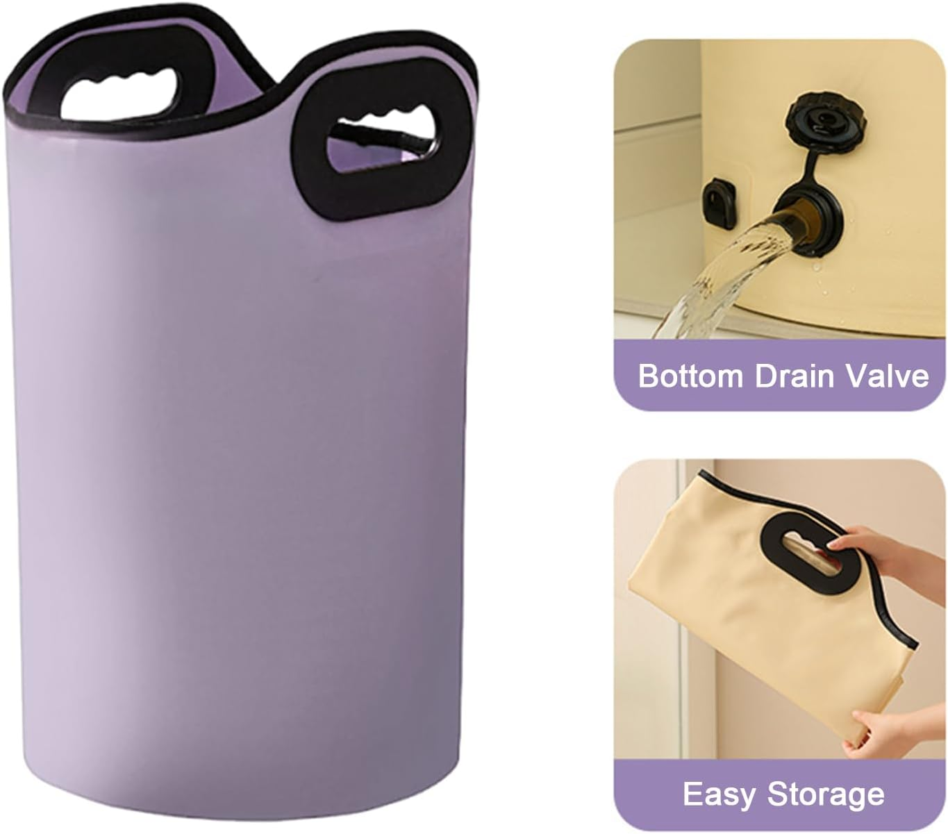 Foot Bath - 23L Foldable Waterproof Spa Bucket - Foldable Foot Bath with Drainage Holes,For Travel Home Care Circulation Cleaning Shower Camping