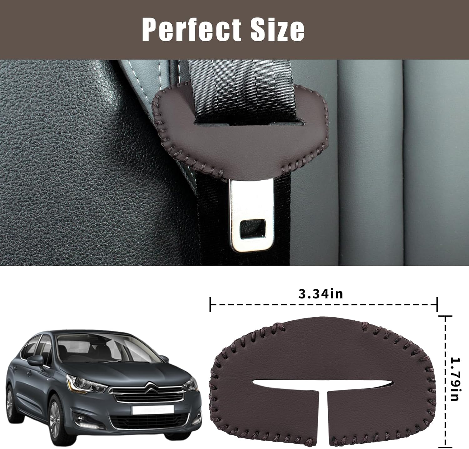 5PCS Seats Belt Buckle Cover,Car Seats Belt Fixing Buckle Decorate Protector Leather Cover,Seats Belt Silencer Clip Holster,Seats Belt Buckle Cover for Most Vehicles -Brown - Black-2 image number 7
