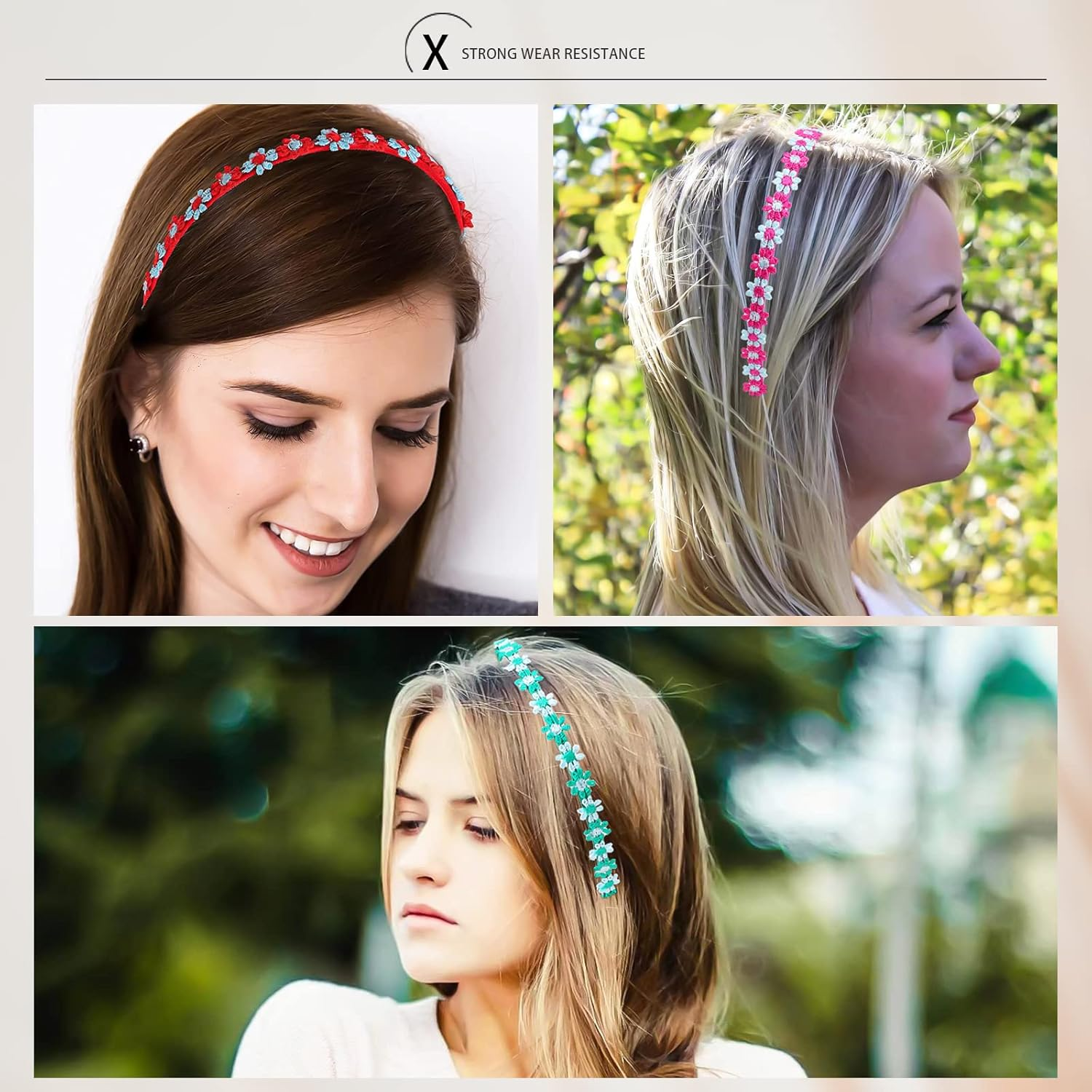 Hair Bands Girls Headbands Flowers, Daisy Flower Headband, Hair Bands for Girls, Colourful Daisy Headbands, Cute and Cute Decoration, Sequin Headbands (Pack of 9) image number 3