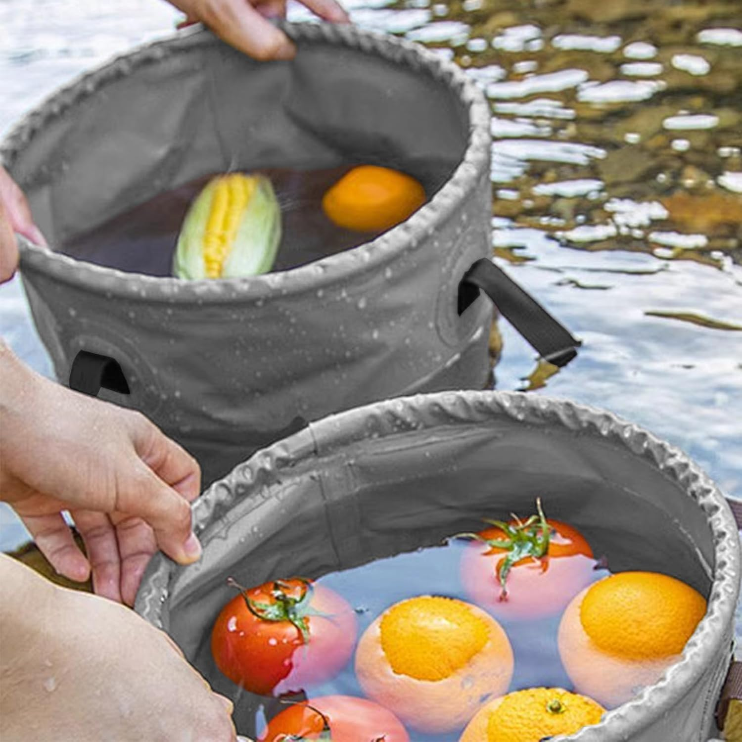 Baiao Water Storage Collapsible Bucket 5 Gallon Bucket, Portable Collapsible Bucket with Handle, Folding Water Container for Fishing Camping Beach Hiking Home Travel Car Washing(20L) (Grey) image number 6