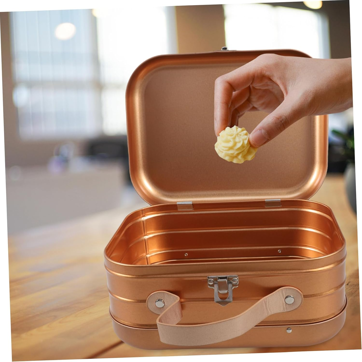 Zerodeko Handheld Tin Box Storage Container Jewelry Storage Box for Girls Craft Supplies Handheld Case image number 6