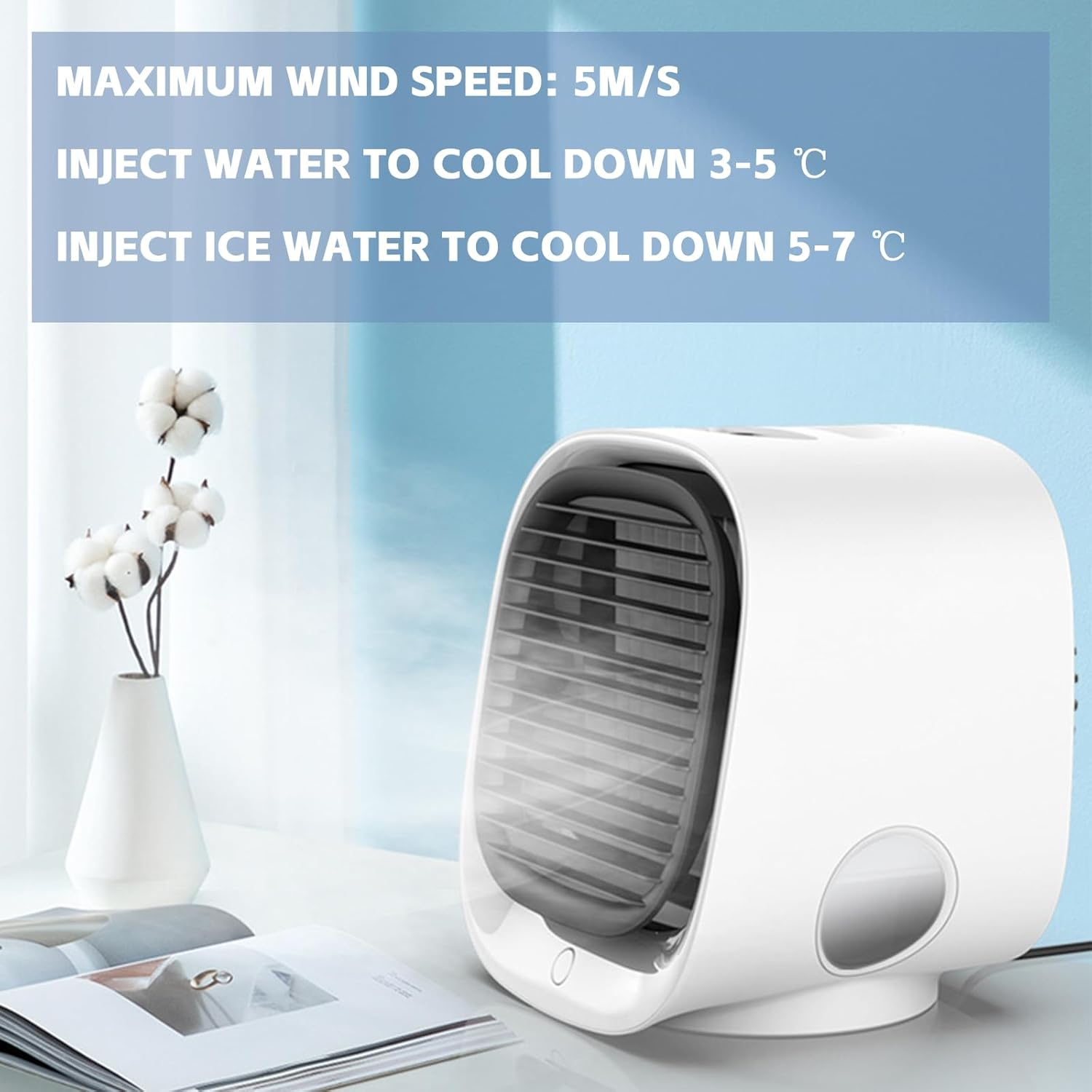 Annuoyi Portable Air Cooler | Multi-Speed Portable Fan | Quiet Cooling Technology | Ideal for Home Office & Travel Use image number 6