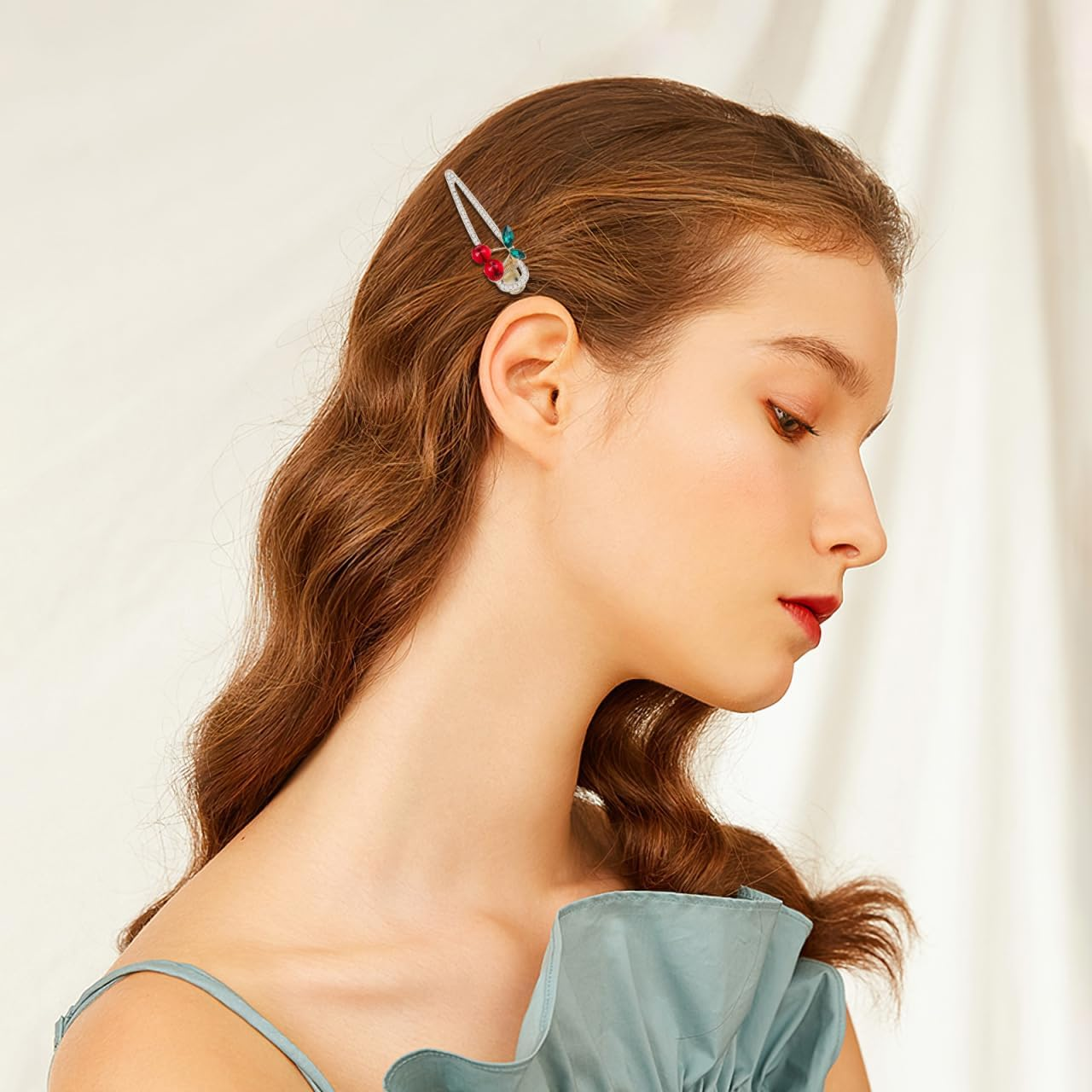 Ipetboom Fashion Cherry Hairpin Set - 2 Piece Rhinestone Clip Clip Headpiece for Girls Perfect image number 1