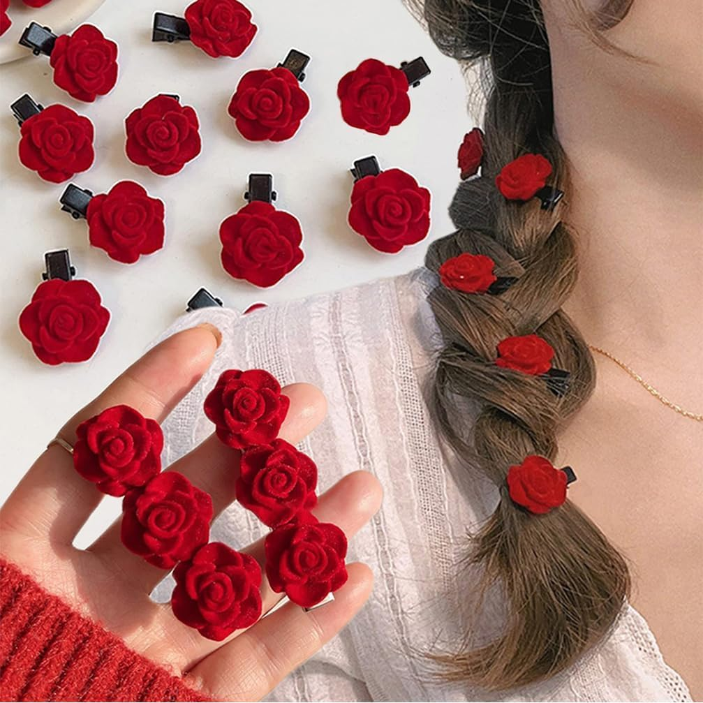 Mini Red Flower Hair Barrette,20 Mini Red Rose Hair Clip,Red Rose Hair Clip Mini Flower Hair Clip,Red Mini Flower Hair Barrette,Mini Red Rose Flower Hair Clip,Small Rose Hair Clip Rose Hair Barrette image number 2