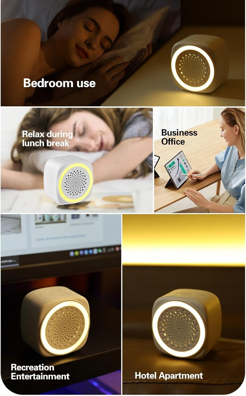 Xkey Portable White Noise Machine, Mini White Noise Sound Machine with Nursery Lamp, Mood Lighting, 7 Colors Night Light, 26 Soothing Sounds for Baby/Adult 4 Timer, Memory Function, Touch Control for Travel Camping Home and Office (Rgb-1Pack, ONE SIZE)