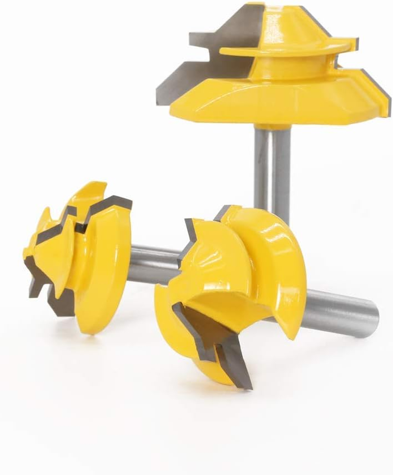 WSOOX 45 Degree Gluing Cutter Mitre Milling Set, 3 Pieces 8 Mm Shank Gluing Cutter Router, 45&deg; Lock Miter Router Bit Woodworking Cutting Tool for Engraving Machine Trimming Machine image number 5