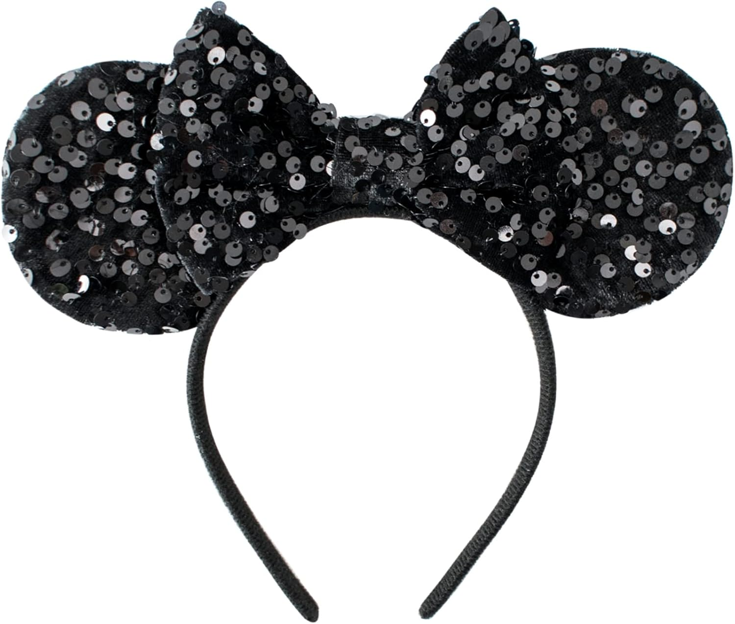KARETT Sequins Mouse Ears Headband with Glitter Bow Cosplay Costumes Princess Party Decorations for Girls Women