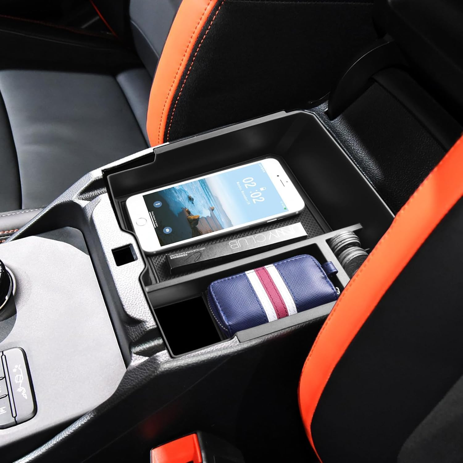 Center Console Organizer for 2024 Ford Ranger Armrest Storage Box Insert Holder Tray Interior Organizer Accessories for Ford Ranger & Raptor & Wildtrak (Electric Handbrake Version)