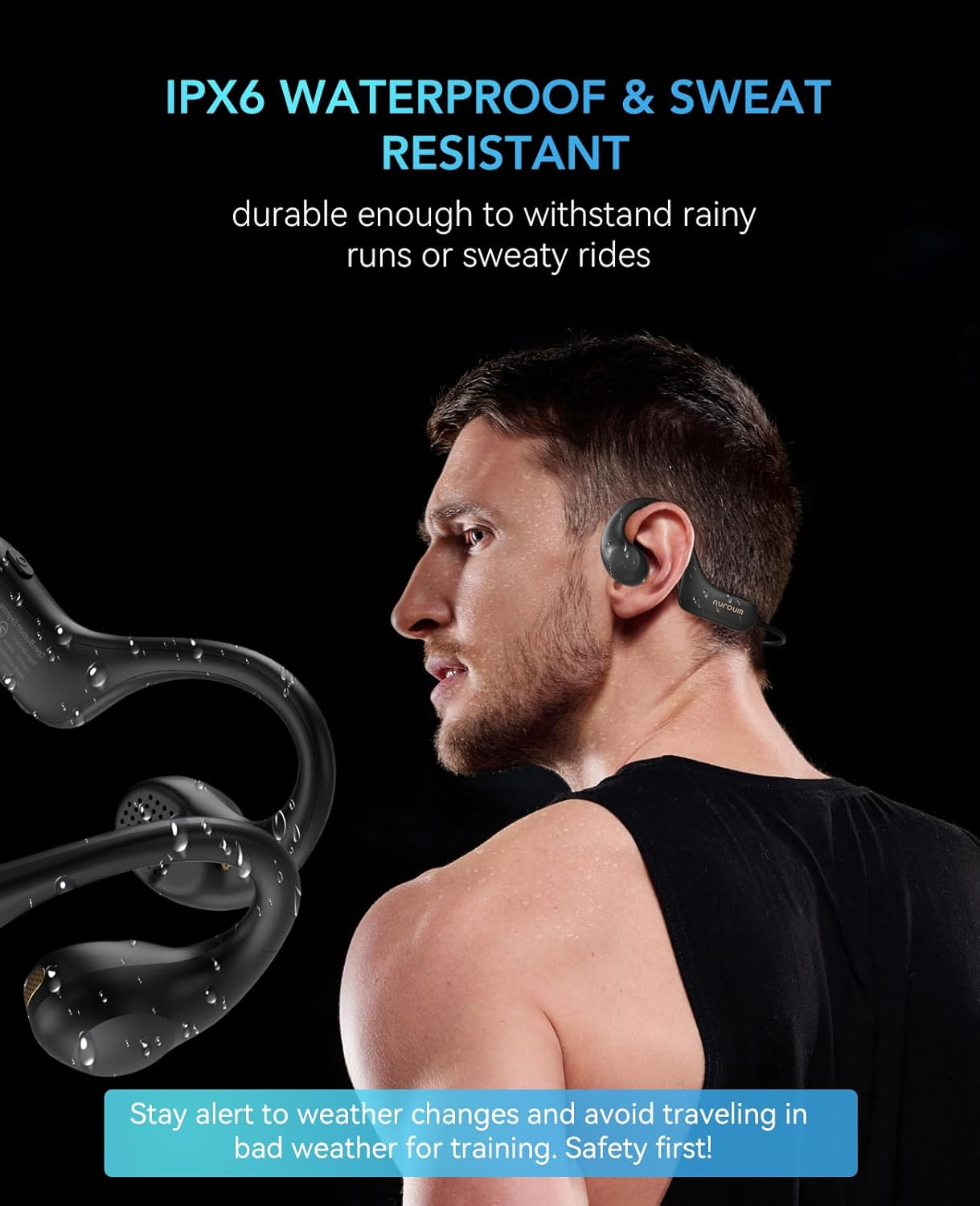 Nuroum OW10 Open Ear Headphones, Bluetooth 5.3 Sports Headphones Wireless with Air Line, IPX6 Waterproof, Noise Cancellation, 10H Runtime, Wireless Headphones for Running, Jogging, Driving image number 1