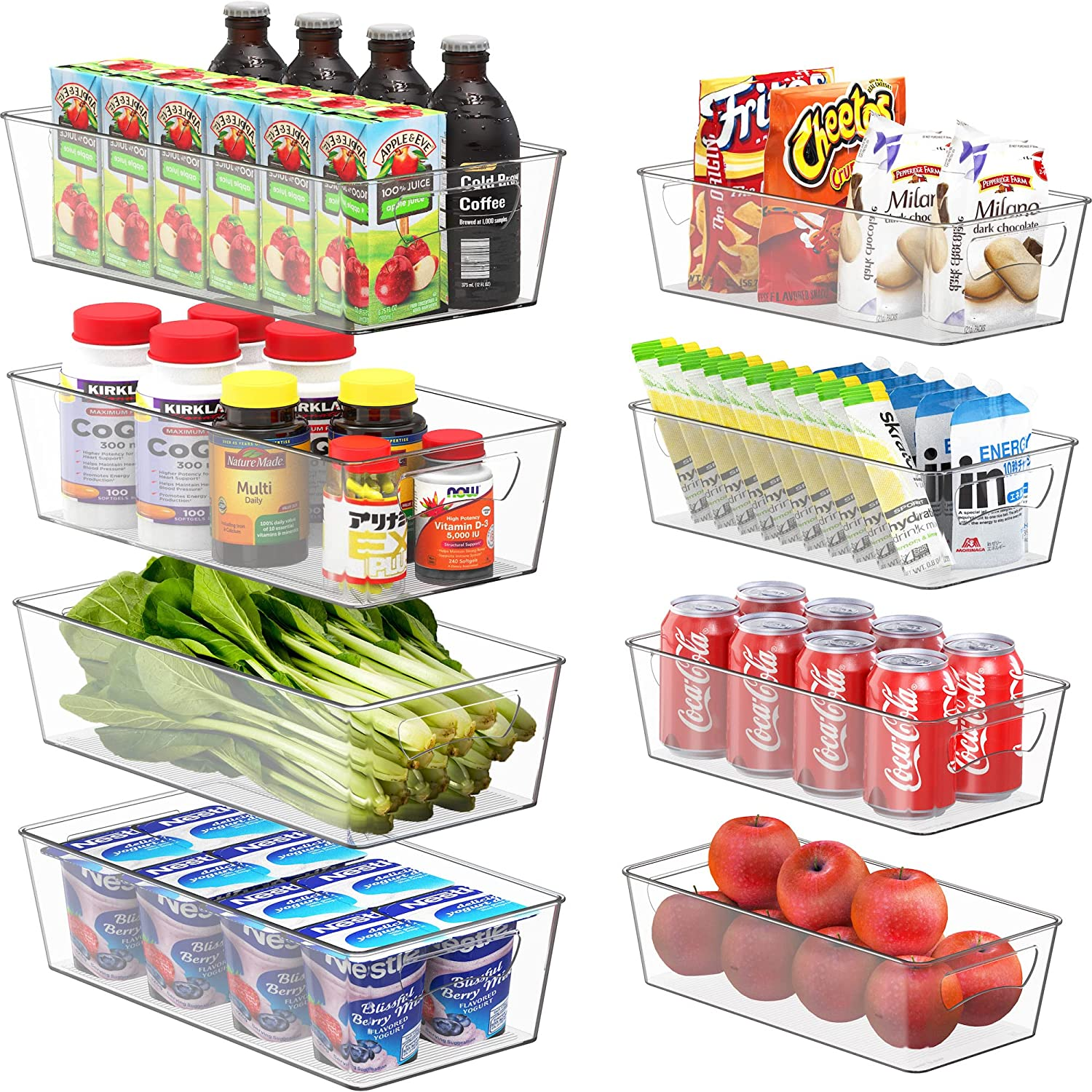 Simple Houseware 8 Pack Variety Clear Fridge Organiser Pantry Storage Containers (4 Medium, 4 Large) image number 3