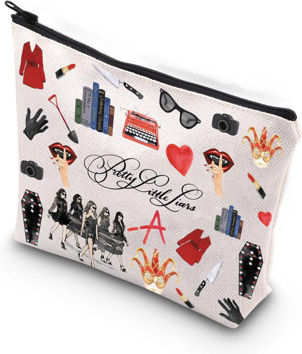 Little Liars Makeup Bag Scheming Girl Zipper Pouch Gift for Women Gossip Girl Original Sin, 米色, Pretty Little Liar-Uk image number 4