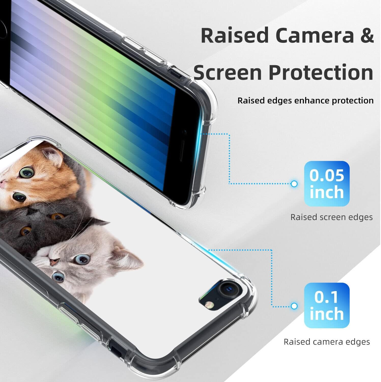 Iphone SE 3Rd Gen 2022 Case,Beaucov Brown Cute Cat Drop Protection Shockproof Case TPU Full Body Protective Scratch-Resistant Cover for Iphone SE 3Rd Gen 2022,SE 2020,Iphone 7 8 image number 3