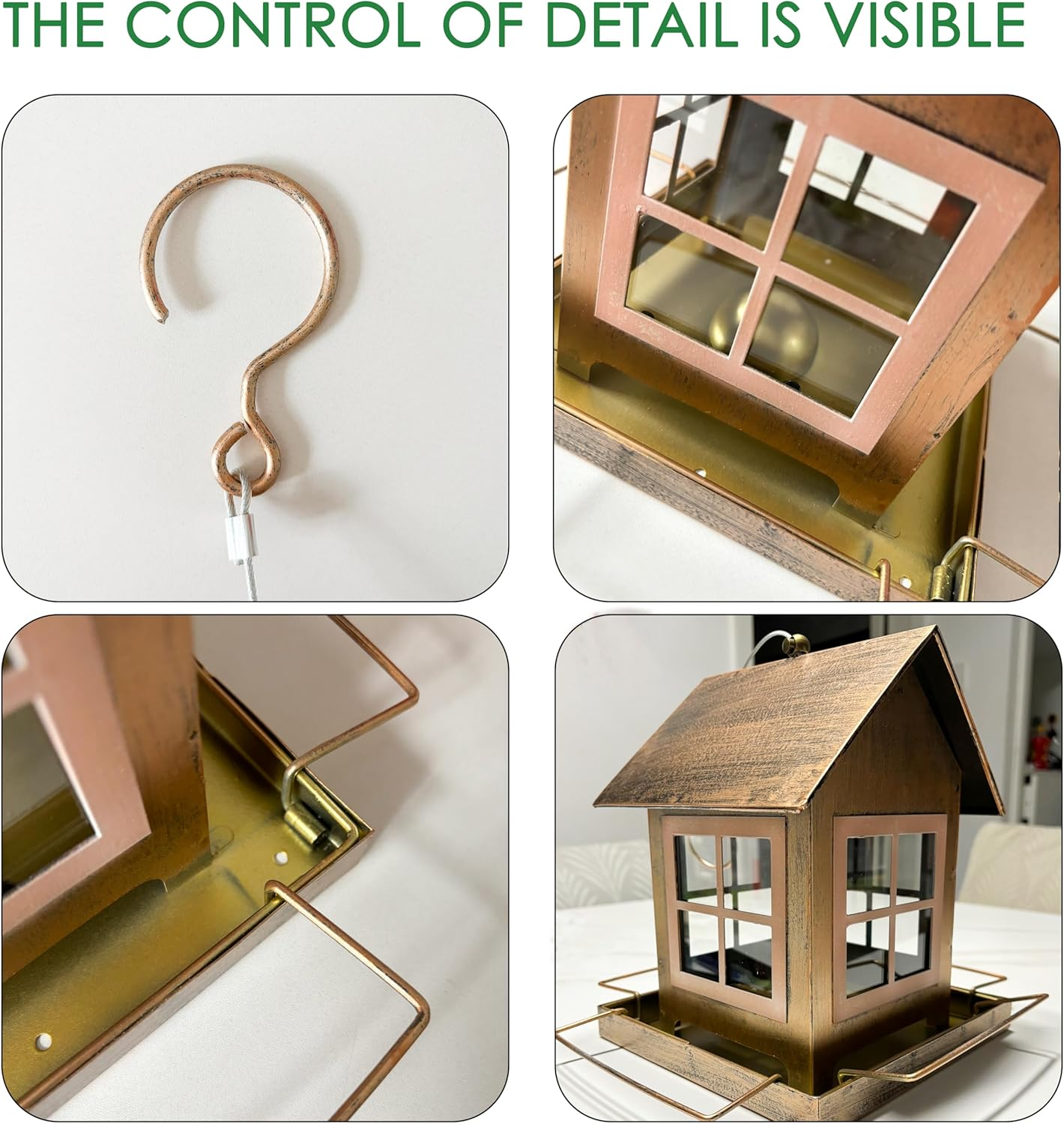 Bird Feeder,Bird Feeders House for outside Hanging, Metal Wild Bird Feeder for Outdoors,Large Capacity Wild Birdfeeder Birdhouses Squirrel Proof (Heavy Metal-Country House)