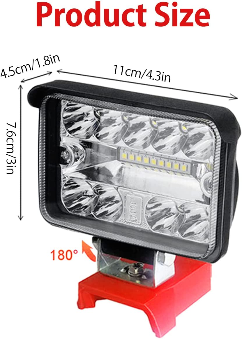 3 Inch LED Work Light for Milwaukee M18 20V Lithium Batteries Super Bright 180 Degree Rotation Jobsite Light image number 2