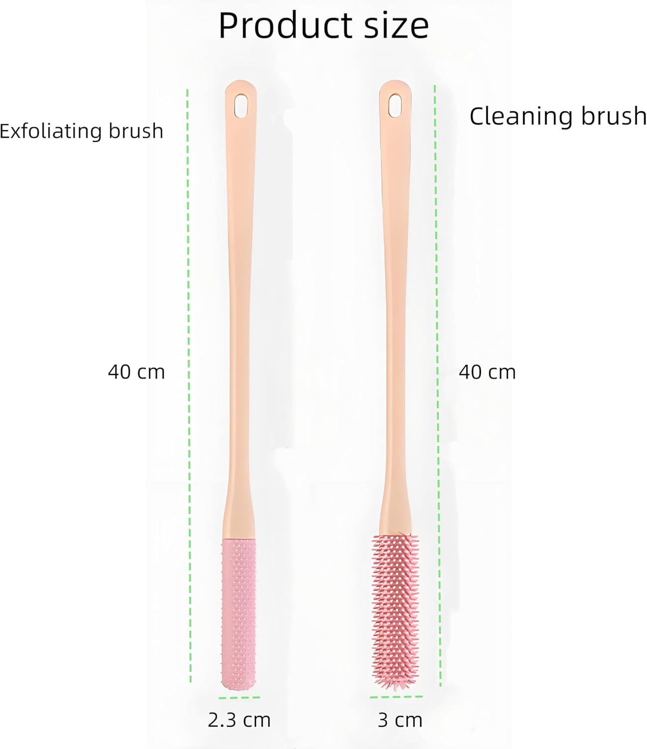 Toe Gap Cleaning Brush,Long Handle Silicone Toe Cleaning Brush Set, 40Cm Pink Dual-Sided Exfoliating and Bristle Design, 2-Piece Foot Care Kit with Wall Mount image number 1