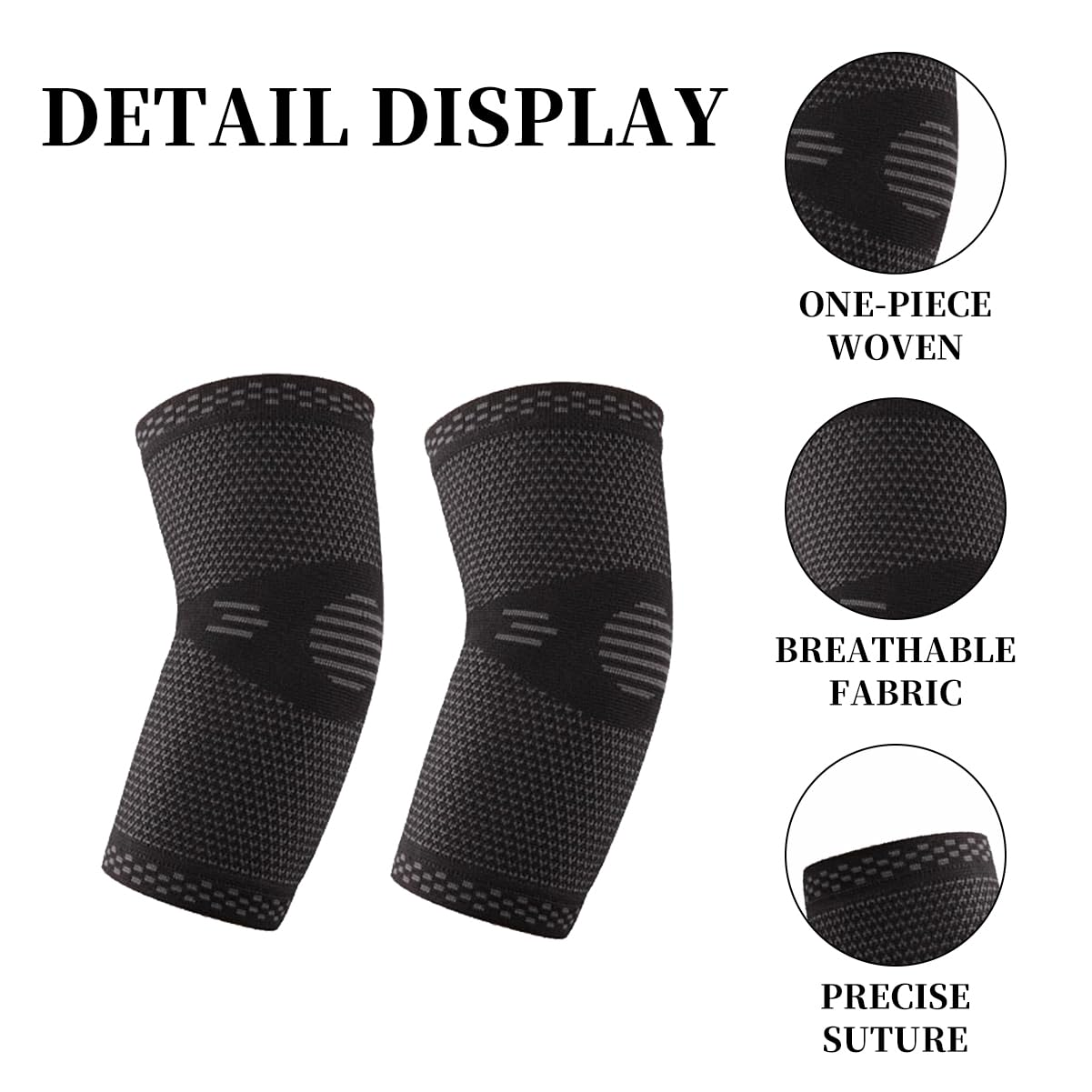 Premium Elbow Brace Compression Support (Pair), Adjustable Elbow Sleeve for Tendonitis, Tennis Elbow Brace, Golfers Elbow, Arthritis Relief, Apply to Workouts, Weightlifting, and Daily Use image number 1