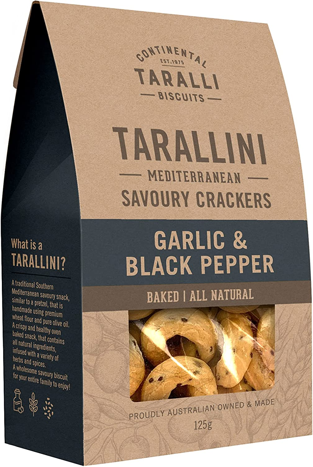 Continental Taralli Biscuits, Tarallini Parmesan Cheese and Onion Crackers, 125 G image number 2