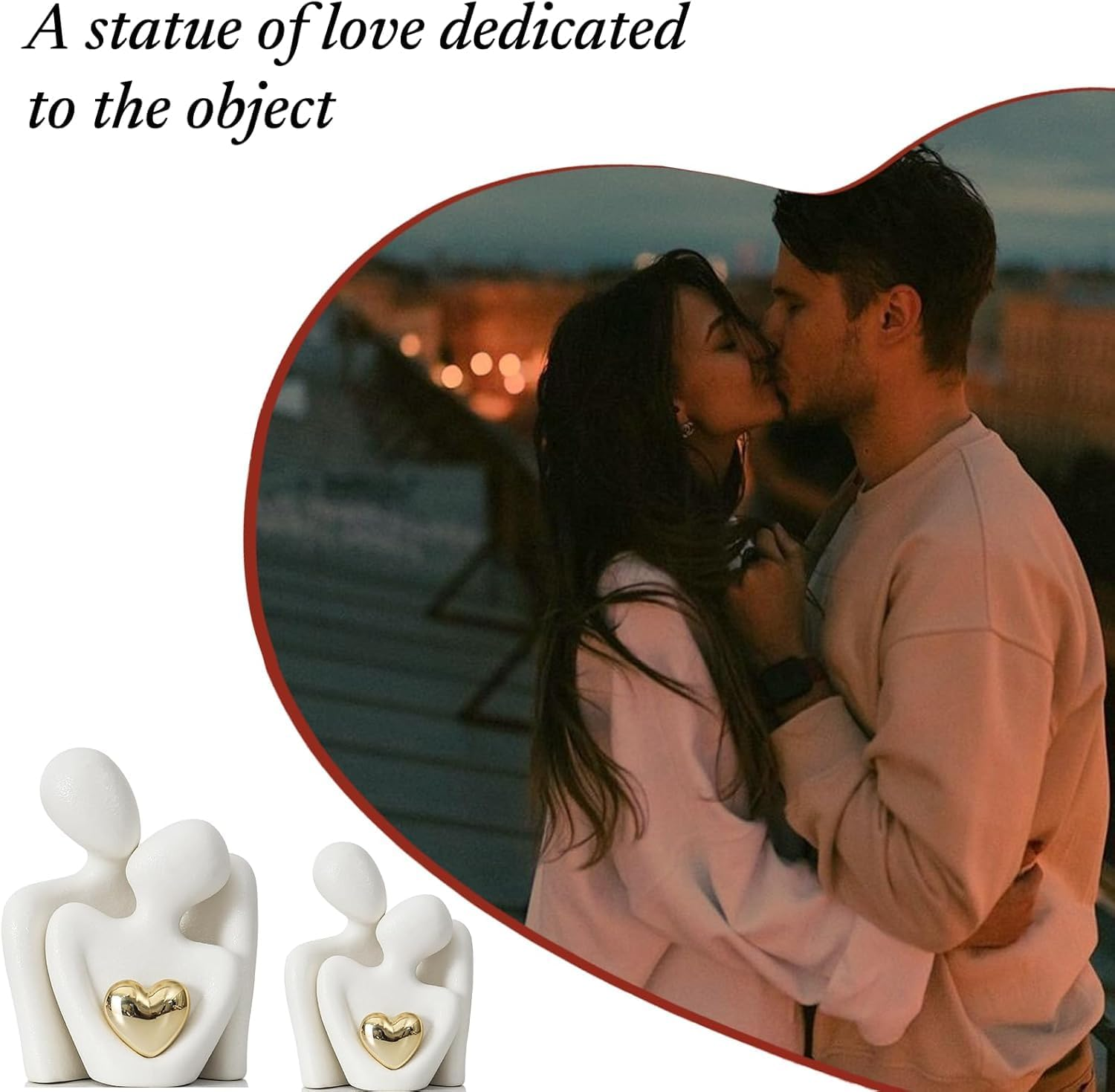 Mini Couple Sculpture,Tv Stand Decor Hugging Couple Statue Love Statue for Home Decorations,Abstract Sculpture Knick Knacks Romantic Gifts for Valentine Anniversary Birthday (3.15In/White) image number 2