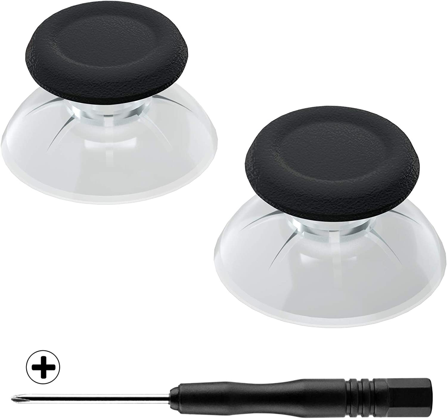 Extremerate Black & Clear Dual-Color Replacement 3D Joystick Thumbsticks for PS5 Controller, Analog Thumb Sticks with Phillips Screwdriver for PS4 for PS4 Slim Pro Controller