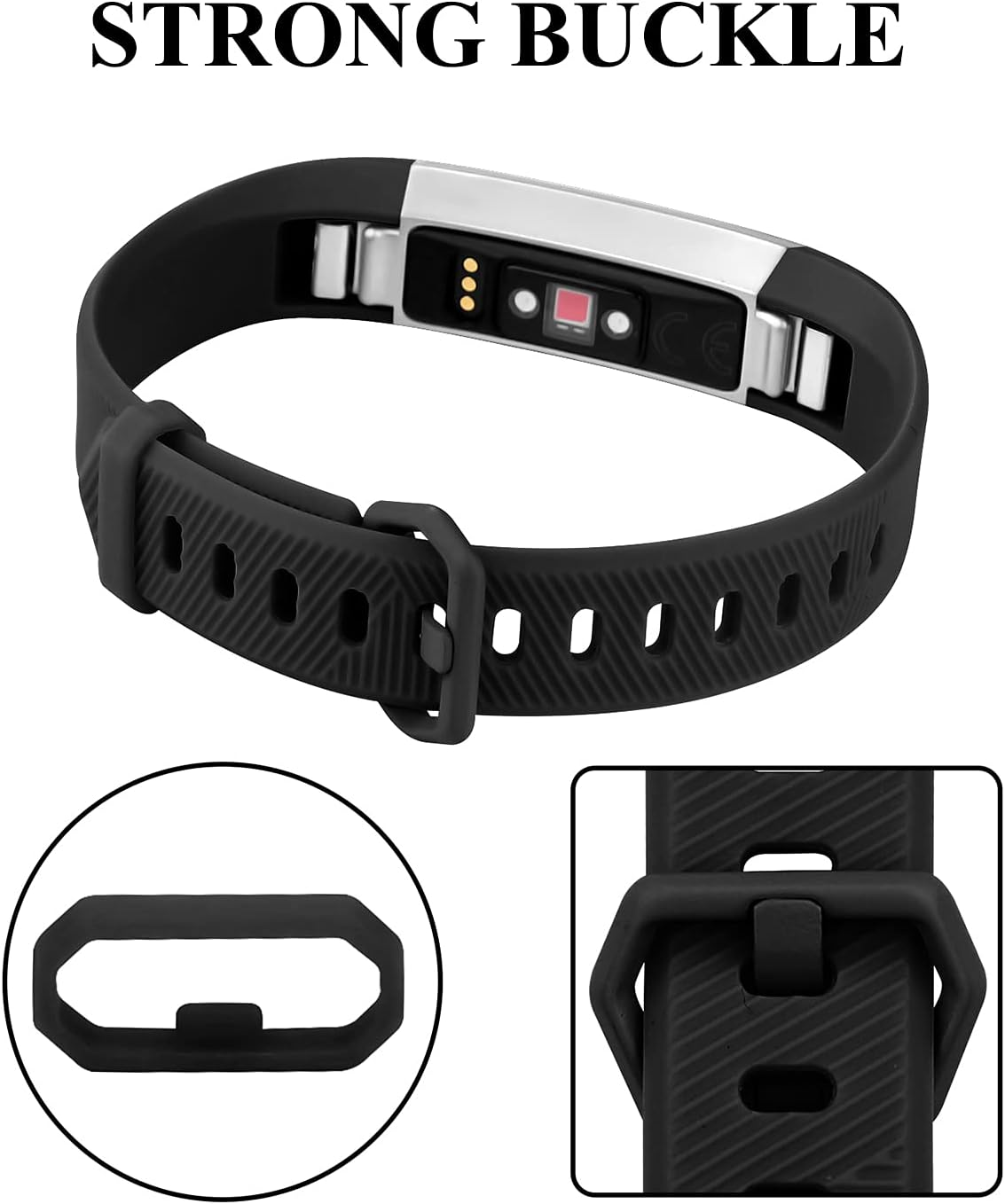 3 Pack Bands Compatible with Fitbit Alta/Alta HR Band, Soft Sport Silicone Adjustable Replacement Wristbands for Women Men image number 5