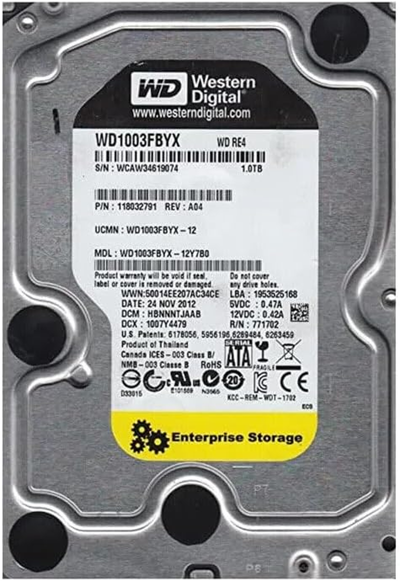 Western Digital 500GB 7200RPM SATA 3Gb/S 3.5-In HDD (WD1003FBYX-12Y7B0) (Renewed) image number 2