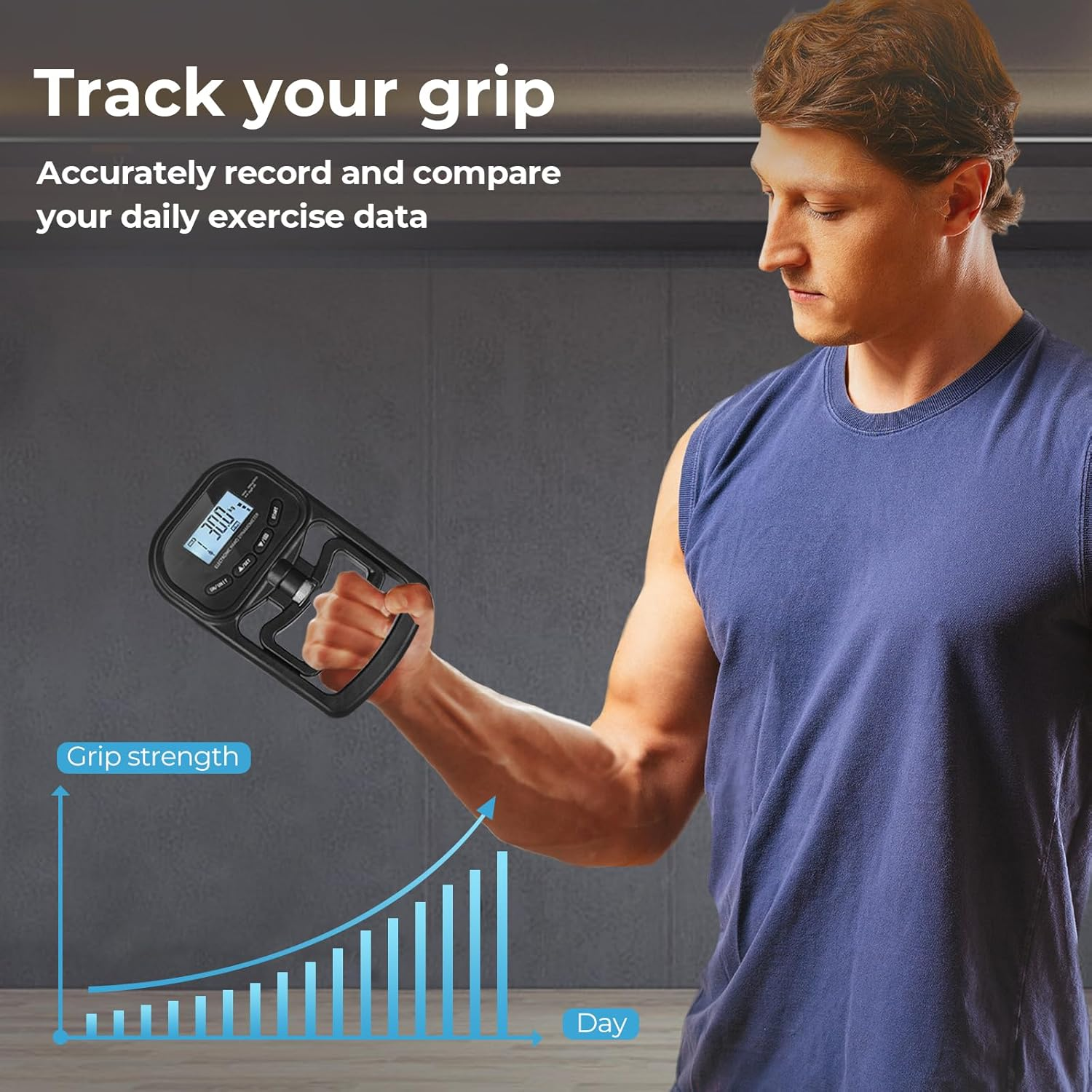 Centra Hand Dynamometer Grip Strength Trainer, Digital Hand Grip Strength Tester, Grip Strength Measurement Exercise,Auto Capturing Electronic Hand Grip Power 180Kgs for Sport Home School Use image number 3