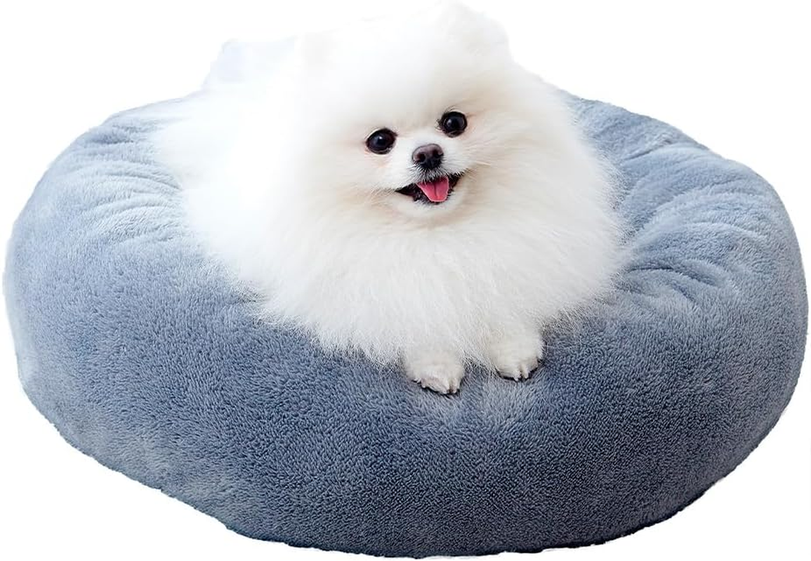 Aimedia Pet Bed, Cat, Dog Bed, Cushion, Blue, Gray, Washable, for Cats, for Small Dogs, Diameter 19.7 Inches (50 Cm), Anti-Slip, Fluffy Bed, Warm, Cute, Stylish, Pet Supplies image number 4