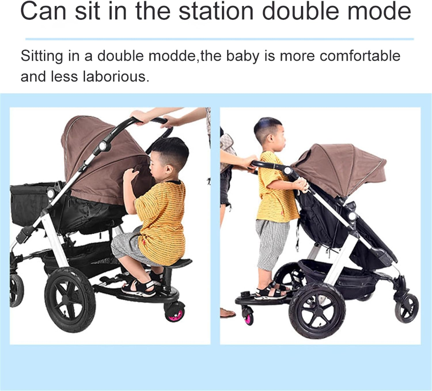 2 in 1 Stroller Step Board Kids Toddler Buggy Wheel Travel Board Skateboard Fits Most Strollers Horizontal Axis Hole Diameter Must Be <2.5Cm Prams Accessories (Pink Wheel) image number 3