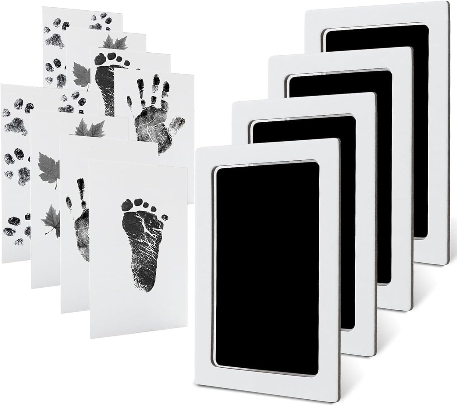 4-Pack Inkless Hand and Footprint Kit - Ink Pad for Baby Hand and Footprints - Dog Paw&Nose Print Kit Newborn Baby Handprint Kit Baby with 4 Ink Pads and 8 Imprint Cards image number 2