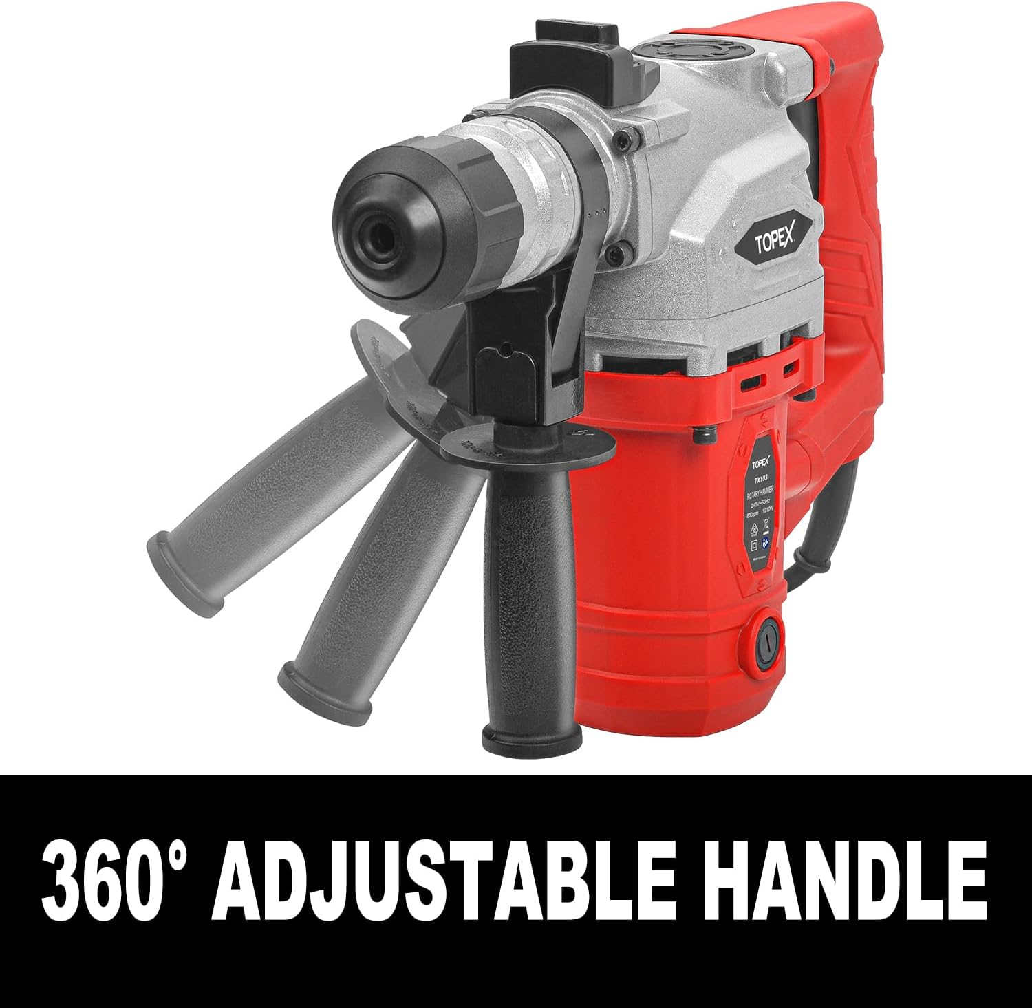 TOPEX 1010W SDS+ Rotary Hammer Drill Demolition Jack Hammer Kit W/Chisels Drill image number 5