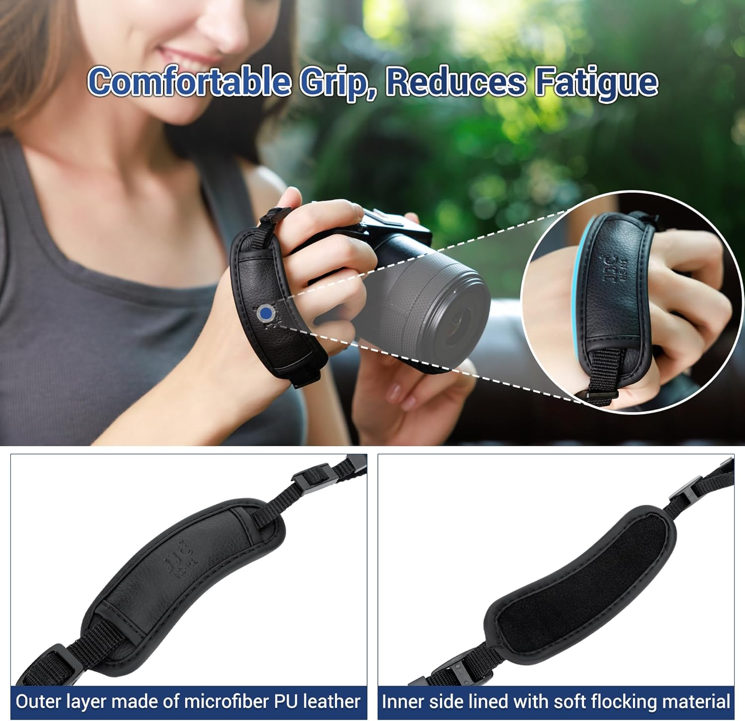 Camera Hand Wrist Grip Strap with Thinner Lanyard for Canon EOS R50 V R50V R100 R10 R6 R5 R6 Mark II for Fujifilm X Half GFX 100 II Coolpix P1100 for Panasonic Lumix S1II S1IIE S1RII FZ80D S5IIX S9 image number 4