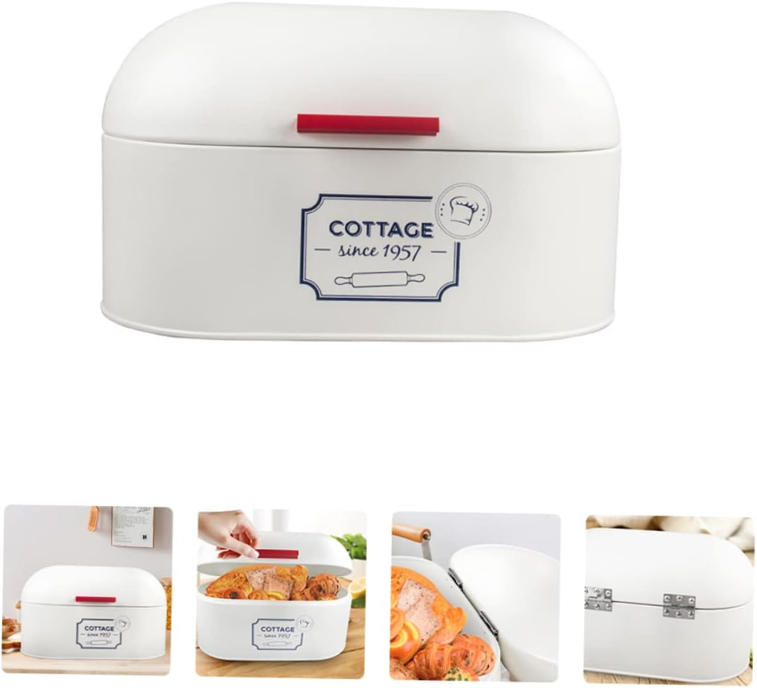 OKUMEYR European Bread Box Large Capacity Metal Bread Storage Bin White Dustproof Food Container for Kitchen and Home Use image number 6
