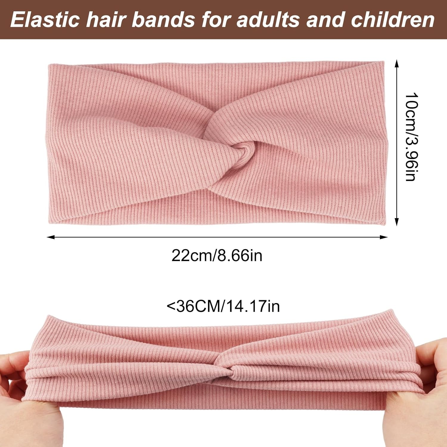 Cotton Headband Elastic for Autumn Winter Pack of 4 One Size for Women and Girls, Knitted Elastic Fleece, Headband Thin, Hair Band Knot, Warm Hair Bands, Wide
