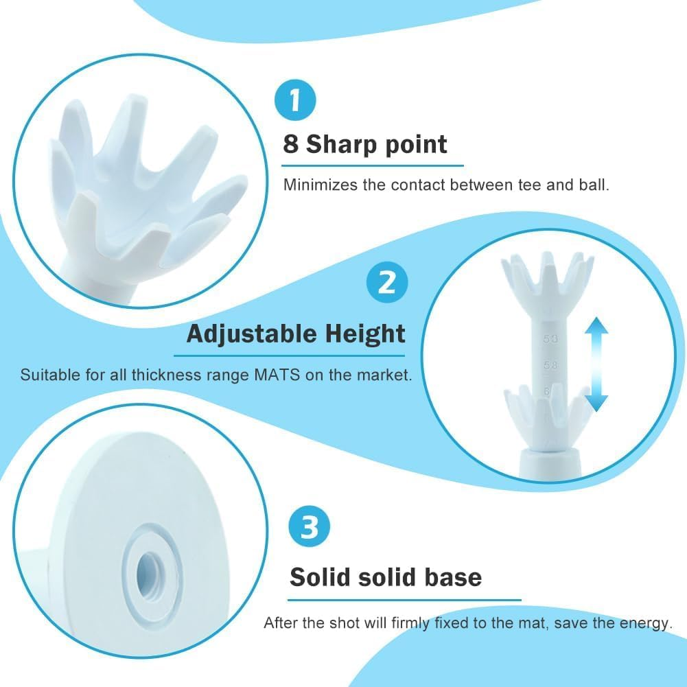 Adjustable Golf Mat Tees for Driving Range or Simulator, 1Pc Golf Tees Height Adjustable Reusable Rubber Golf Tee, Golf Simulator Tees for Driving Range Mat, No Need to Repeatedly Pick Up