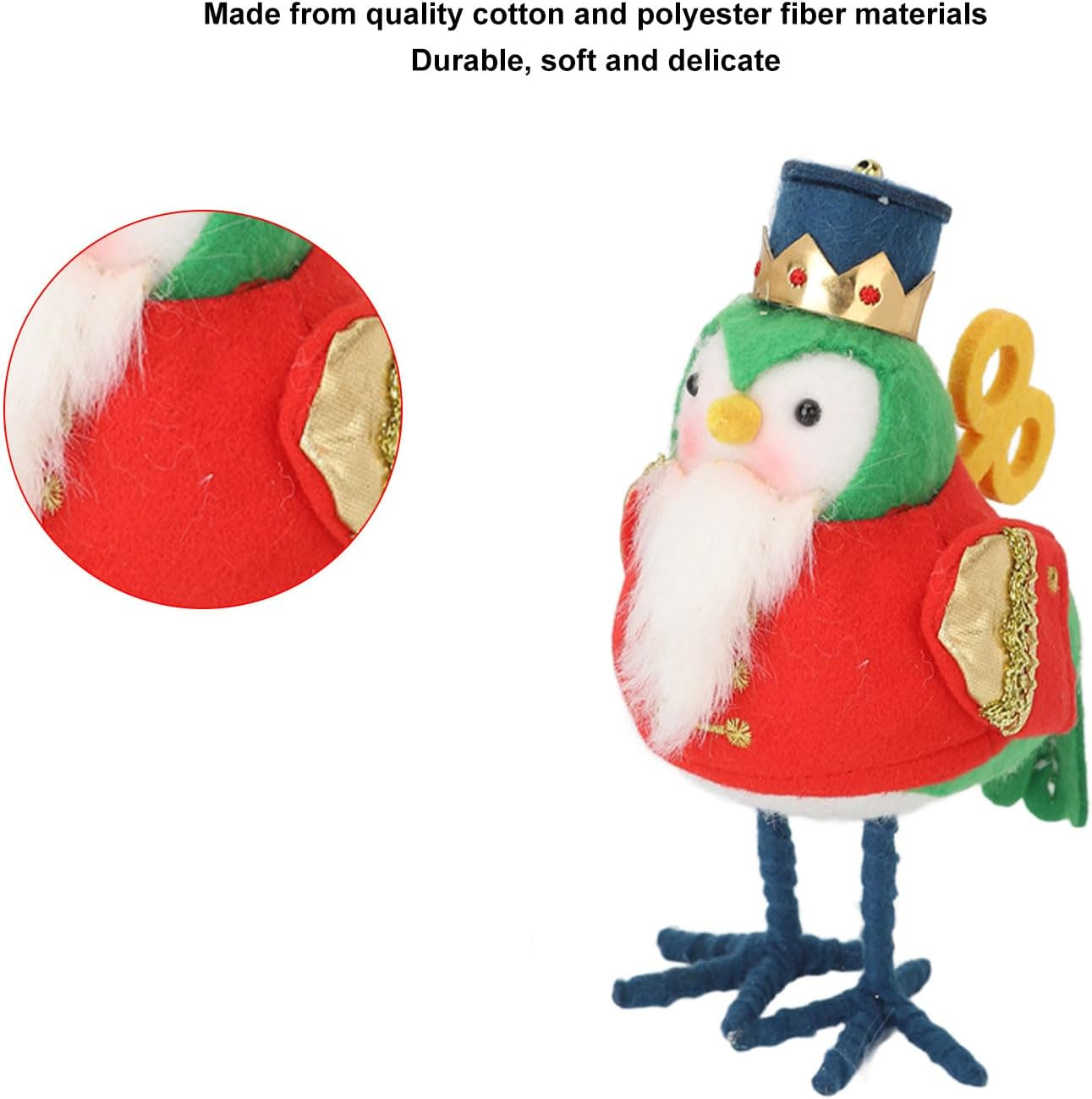 Christmas Table Decorations Birds, Vivid Cute Soft Plush Fabric Standing Bird Christmas Ornaments, Multifunctional Xmas Birds Ornaments for Thanksgiving, Christmas, for Fireplace image number 2