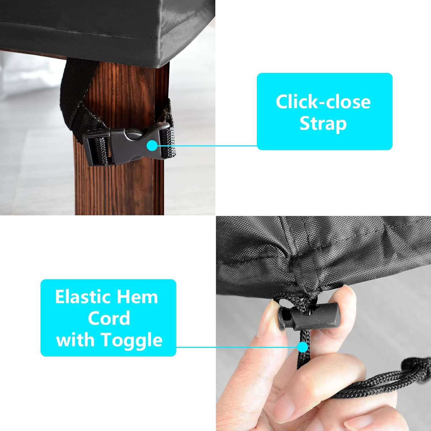 NA Outdoor Garden Chair Cover 2 Packs, High Back Patio Stacking Chair Covers, Water-Resistant, Anti-Uv, Snow Dust Wind-Proof, Tear-Proof, Anti-Fading Furniture Cover, Black (47"&times;25"&times;25"&times;27.5") image number 3