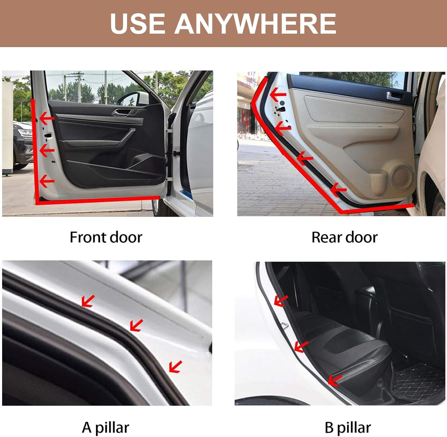 MAEZOE 10M Car Door Seal Strip 16X16Mm &ndash; Noise Reduction & Waterproof Weather Stripping &ndash; Easy Install Rubber Seal for Cars, Trucks, Rvs & Home Windows image number 5