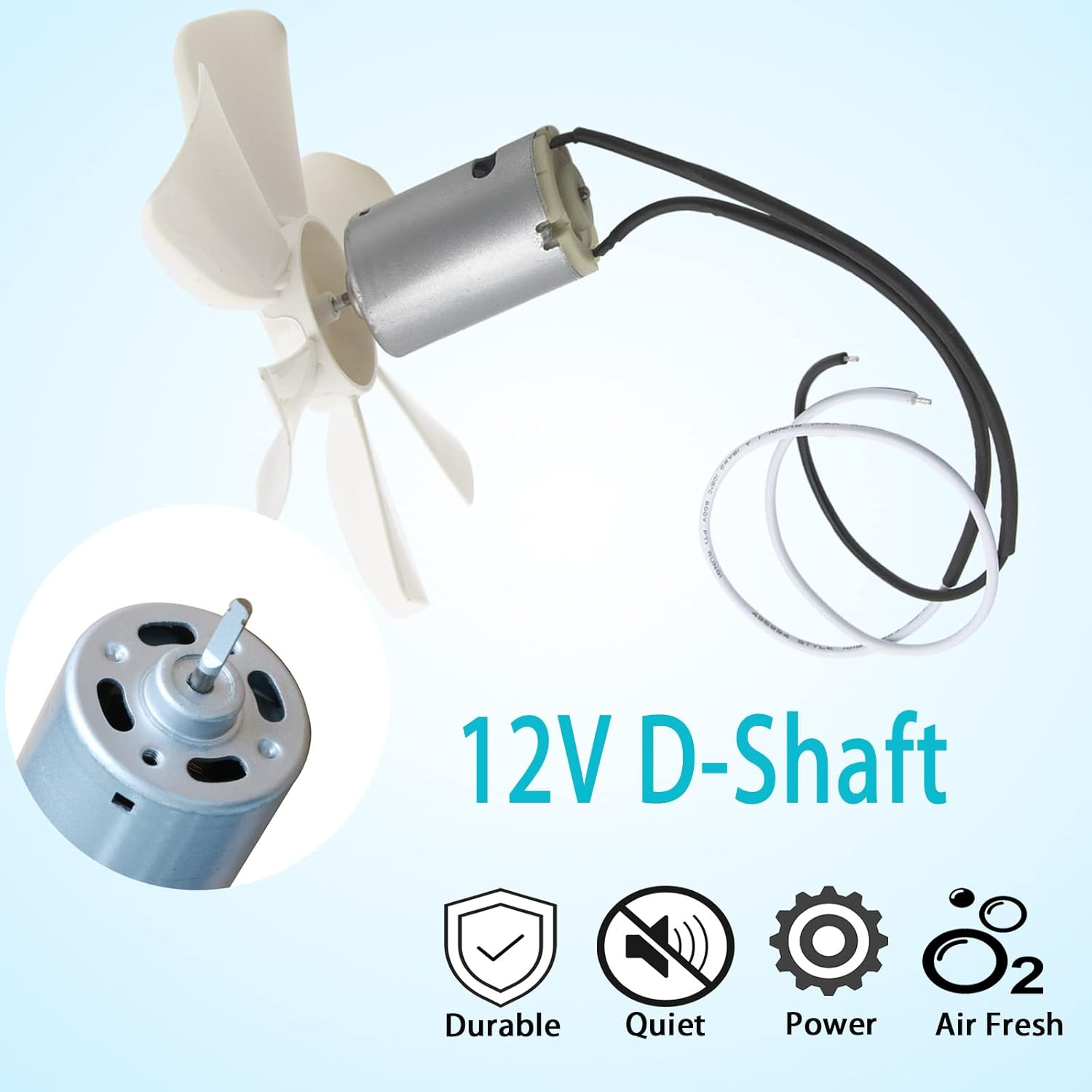 6&rsquo;&rsquo; RV Vent Fan Motor & Fan Blade Replacement, 12V D-Shaft RV Vent Motor Compatible with Heng'S, Elixir, Jensen, Jayco,Toyota Dolphin RV