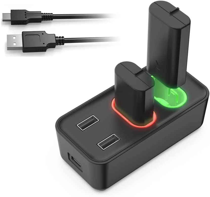 Charger for Xbox Series X/S Controller Battery Pack, 2X800Mah USB Rechargeable Xbox One Controller Battery Charger Station Kit with Led Indicator for Xbox One S/X/Xbox Series S/X(2X800Ma) image number 1