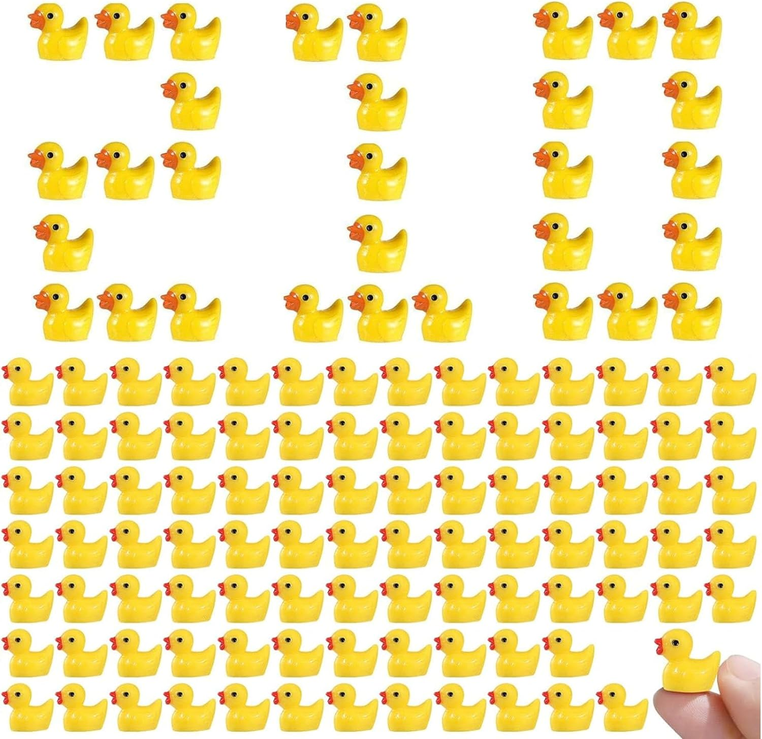 210Pcs Mini Resin Ducks, Yellow Tiny Ducks Miniature Figures for Aquarium Garden Landscape Dollhouse Ornament Potted Decorations DIY image number 5