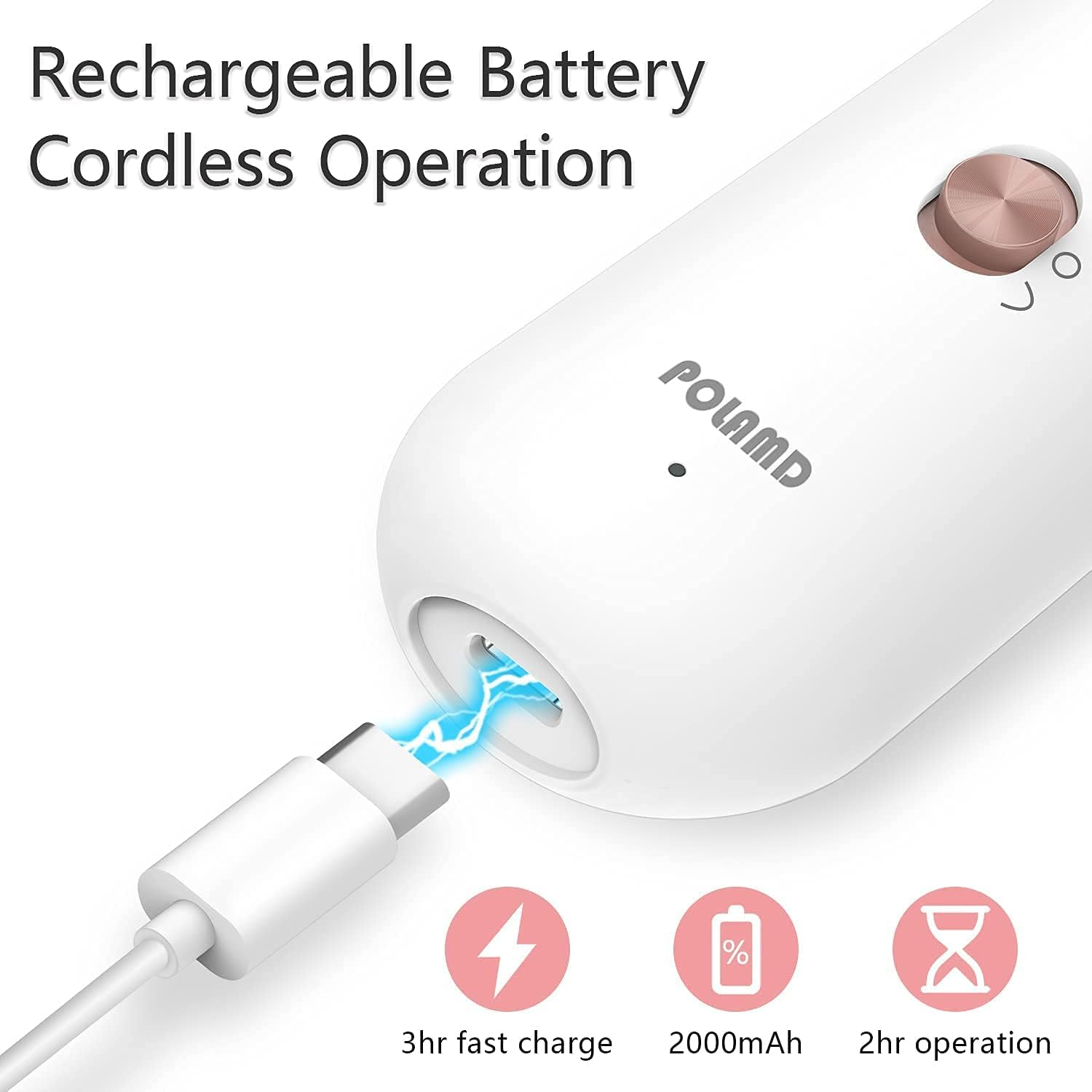 POLAMD Portable Electric Nail Drill,Manicure Pedicure Kit, File Set,Cordless Drills Machine, 5 Speeds Hand Foot Care Tool for Home Salon Use(White) ,1.0 Count image number 6