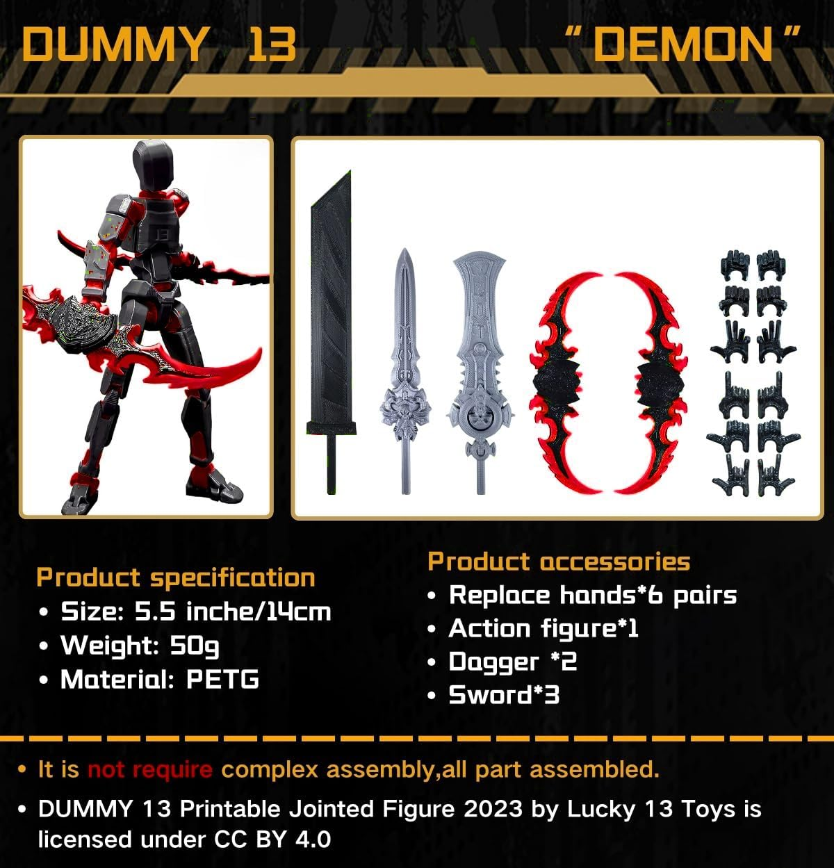 (Assembly Completed) T13 Action Figure with Multiple Accessories,5.5 Inch 3D Printed Multi-Jointed Movable Red Dummy 13 Figure image number 3