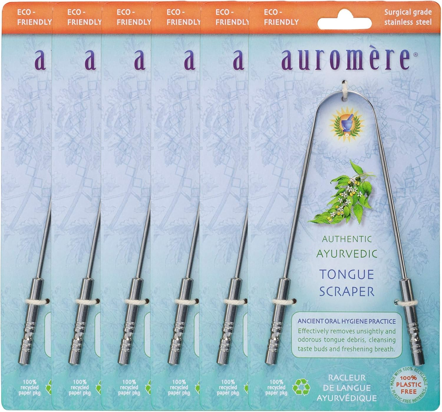 Auromere Stainless Steel Ayurvedic Tongue Scraper