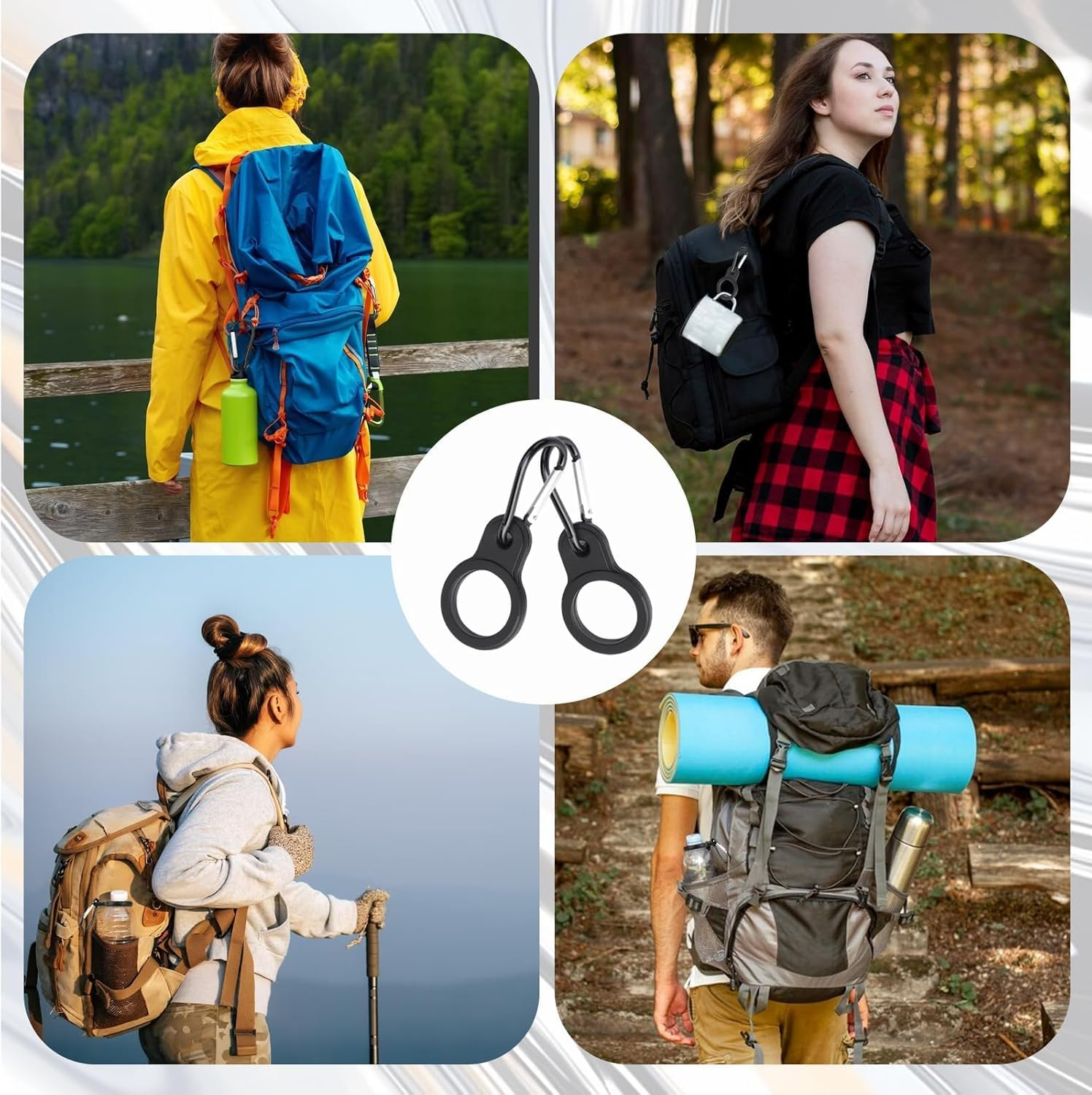 Lexziuo 6PCS Silicone Water Bottle Clips with Carabiner - Secure Leak-Proof Holder for Sports Bottles, Travel Camping Hiking Accessories, Durable Carrying Clip for Backpack Gym Outdoor Activities image number 4