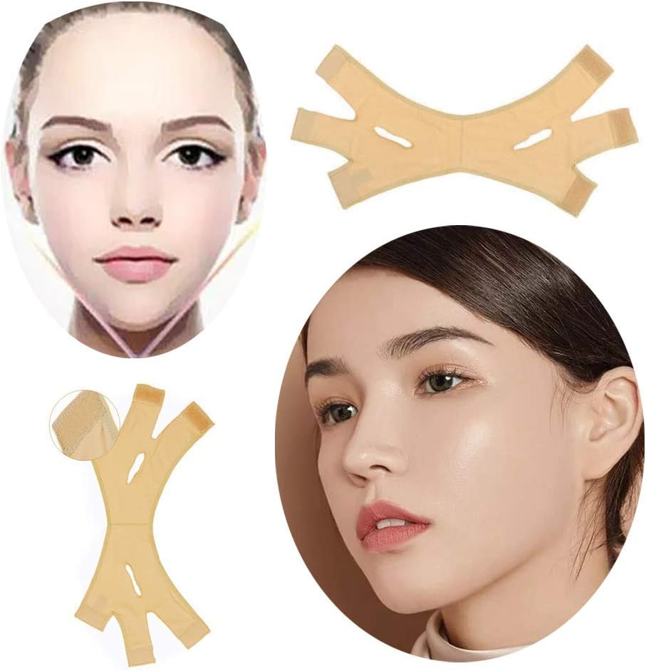 Zueyen 2 X Face-Lifting Mask, V-Line Mask, Double Chin Lifting Belt, V-Line Mask, Painless Face Lifting Bandage to Eliminate Saggy Skin Tightening, Firming Anti-Wrinkle (M) image number 3