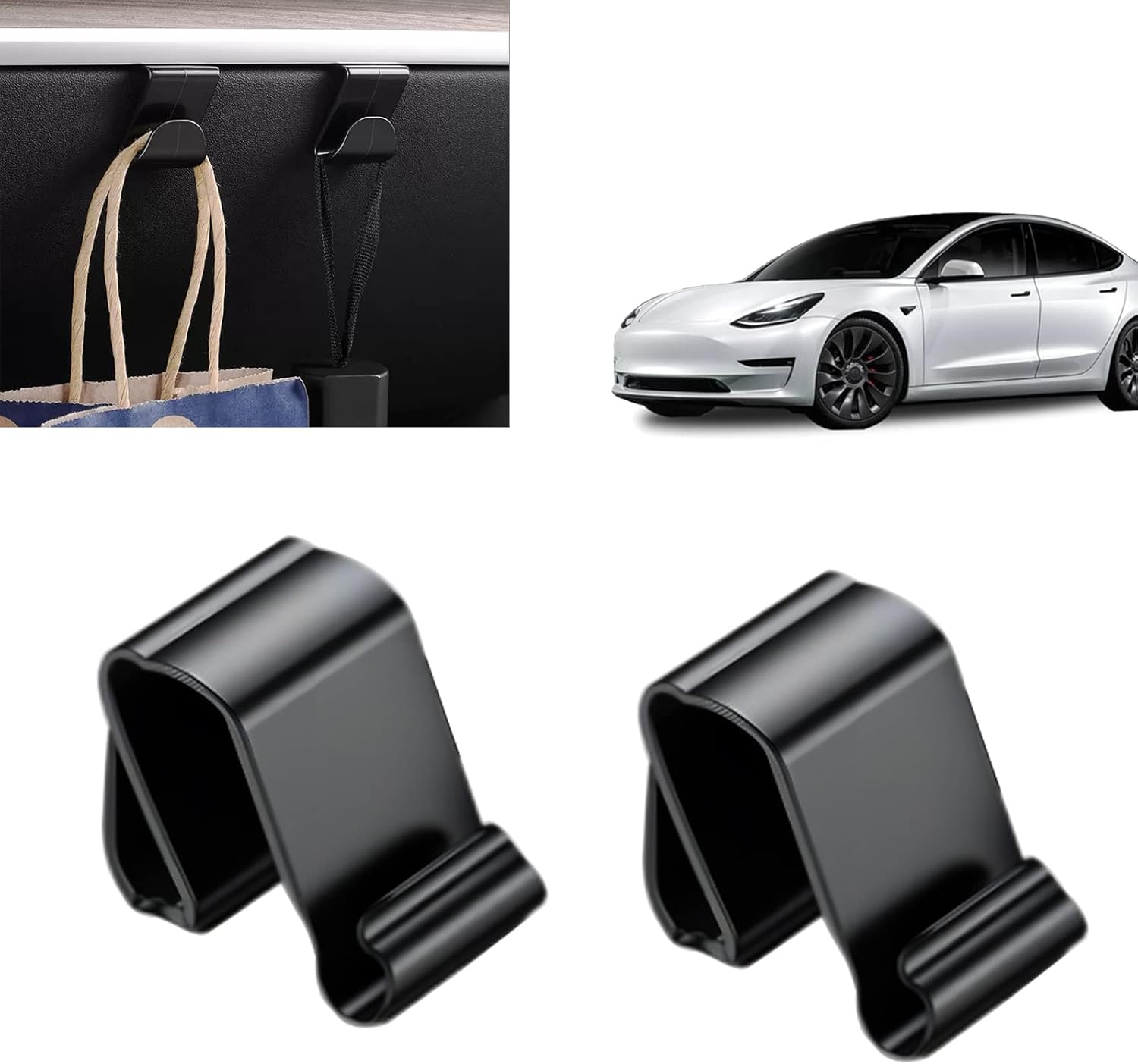ONKENTET 2PCS Glove Box Hook Compatible with Tesla 2017-2023 Model 3/2020-2023 Model Y Interior Accessories Glove Box Hooks Organizer Bag Holder Portable Storage Hanger Clip Mask Towel Stand image number 2